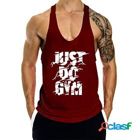 Mens Tank Top Vest Undershirt Graphic Letter Crew Neck