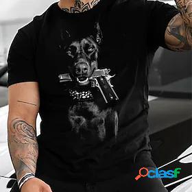 Mens Unisex T shirt Tee Dog Graphic Prints Hot Stamping Crew