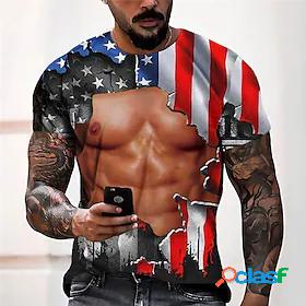 Men's Unisex T shirt Tee Graphic Prints Muscle National Flag
