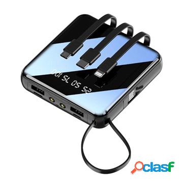 Mini Power Bank 10000mAh - 2X USB, Lightning, USB-C,