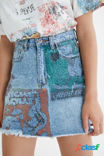 Minigonna di jeans illustrazioni - BLUE - 34