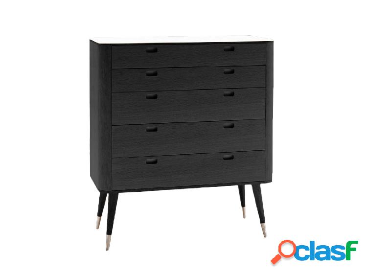 Naver Collection AK 2430 Cassettiera - Rovere tinto nero/Top