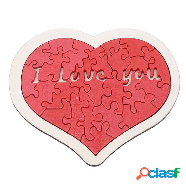 Neonati Puzzle a forma di cuore in legno Animale Educativo