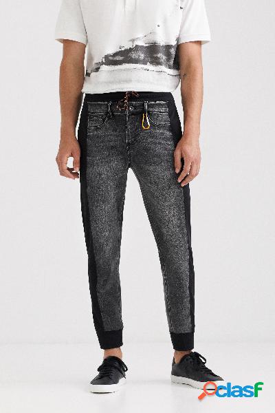 Pantaloni jogger jeans ibridi - BLACK - 30