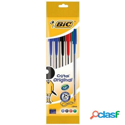 Penna Bic Cristal a sfera 1 mm conf. 5 pz. colori assortiti