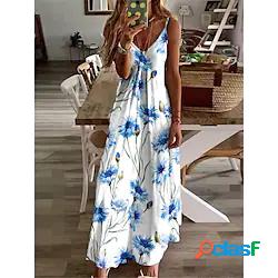 Per donna Abito linea A Vestito maxi Bianco Blu Blu Reale