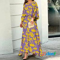Per donna Abito linea A Vestito maxi Verde Bianco Nero Viola