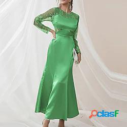 Per donna Abito linea A Vestito maxi Verde Manica lunga