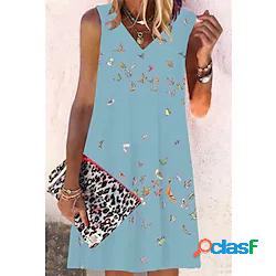 Per donna Vestito a trapezio Mini abito corto Blu Blu marino