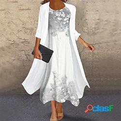 Per donna Vestito due pezzi Vestito longuette Verde Bianco