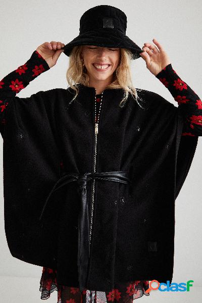 Poncho cappa cintura e cerniera - BLACK - U