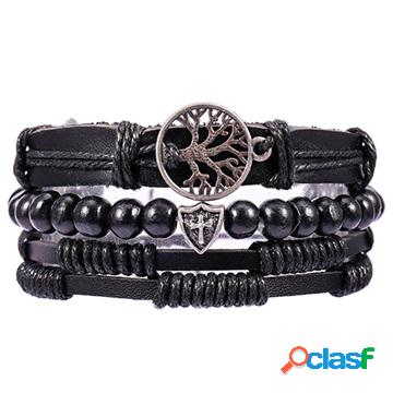 Retro Braided Rope Chain Bracelet for Men - Black