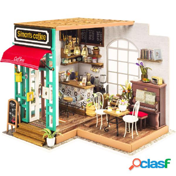 Robotime Kit in Miniatura Fai da Te Simons Coffee con Luce