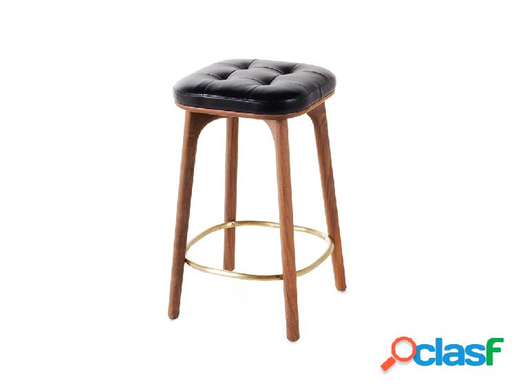 Stellar Works Utility Stool H. 61 Pelle Nero/Noce
