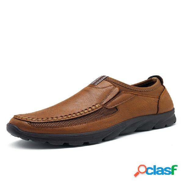 Uomo Casual Scarpe in Pelle Microfibra a Mano Antiscivolate