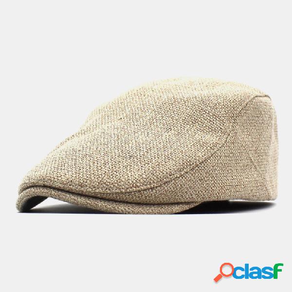 Uomo Cotone Lino Tinta unita Retro Casual Parasole Berretto