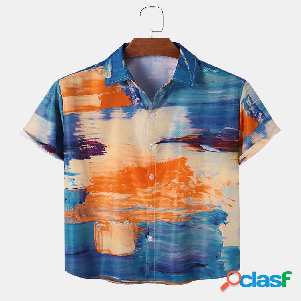 Uomo Olio Painting Vacation Soft Camicie comode e