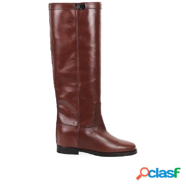 VIA ROMA 15 STIVALI DONNA 3428BROWN PELLE MARRONE