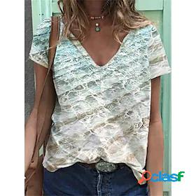 Women's 3D Ocean Casual Daily 3D Printed Short Sleeve T