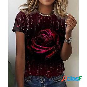 Womens 3D Rose Casual Holiday Valentines Day Floral 3D