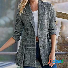 Womens Blazer Quilted Regular Coat Khaki Daily Casual Single