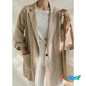 Womens Blazer Stylish Regular Coat Khaki Daily Elegant