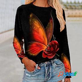 Womens Butterfly Sparkly Flower Casual Holiday Weekend