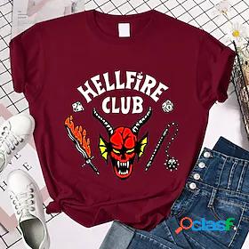 Womens Cartoon Graphic Patterned Hellfire Club Halloween
