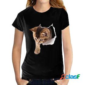 Women's Cat Graphic Patterned 3D Casual Daily 3D Cat Short