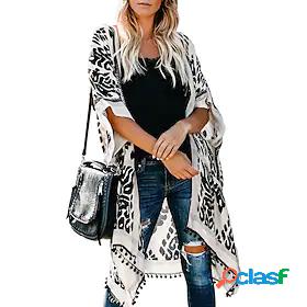 Womens Cloak / Capes Casual Jacket Tassel Fringe Oversized