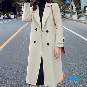 Womens Coat Long Asian Size Coat Black Blue Beige Daily