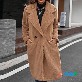 Womens Coat Teddy Coat Sherpa jacket Patchwork Long Coat