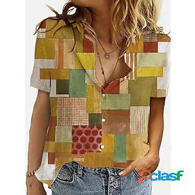 Women's Color Block Geometric Daily Weekend Short Sleeve