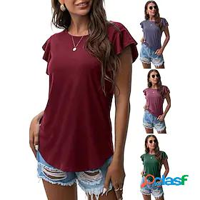 Womens Crew Neck Yoga Top Solid Color White Black Yoga Gym