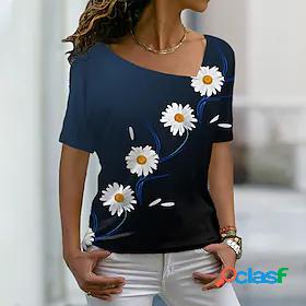 Womens Daisy Casual Holiday Weekend Floral Painting Short