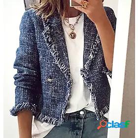 Womens Denim Jacket Stylish Regular Coat Blue Daily Active