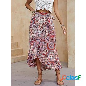 Womens Fashion Long Boho Ankle-Length Swing Skirts Holiday