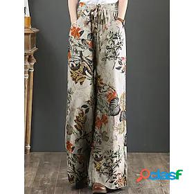 Womens Fashion Side Pockets Elastic Drawstring Design Print