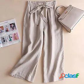 Womens Fashion Wide Leg Drawstring Culottes Wide Leg Chinos