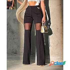 Womens Fashion Wide Leg Patchwork Flare Chinos Hot Pants