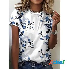 Women's Floral Casual Daily Floral Short Sleeve T shirt Tee