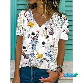 Women's Floral Casual Daily Holiday Short Sleeve T shirt Tee