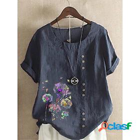 Womens Floral Daisy Daily Holiday Weekend Short Sleeve Shirt