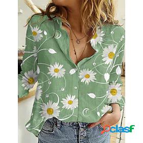 Womens Floral Daisy Holiday Weekend Floral Long Sleeve