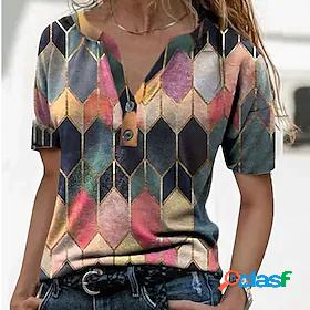 Womens Graphic Patterned Color Block Casual Daily Geometric