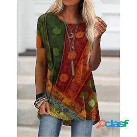 Womens Graphic Patterned Color Block Geometric Casual