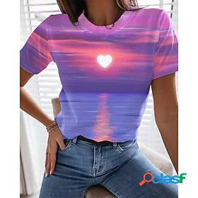 Womens Heart 3D Casual Weekend 3D Printed Painting Short