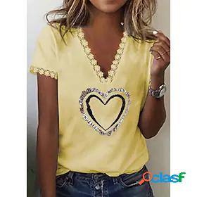 Womens Heart Casual Weekend Painting Couple Short Sleeve T
