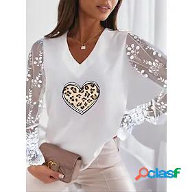 Womens Heart Leopard Casual Valentine Weekend Painting
