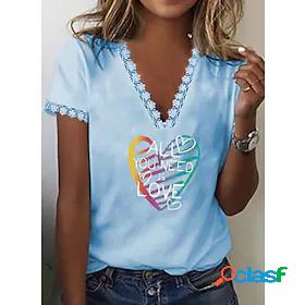 Womens Heart Text Casual Weekend Painting Couple Short